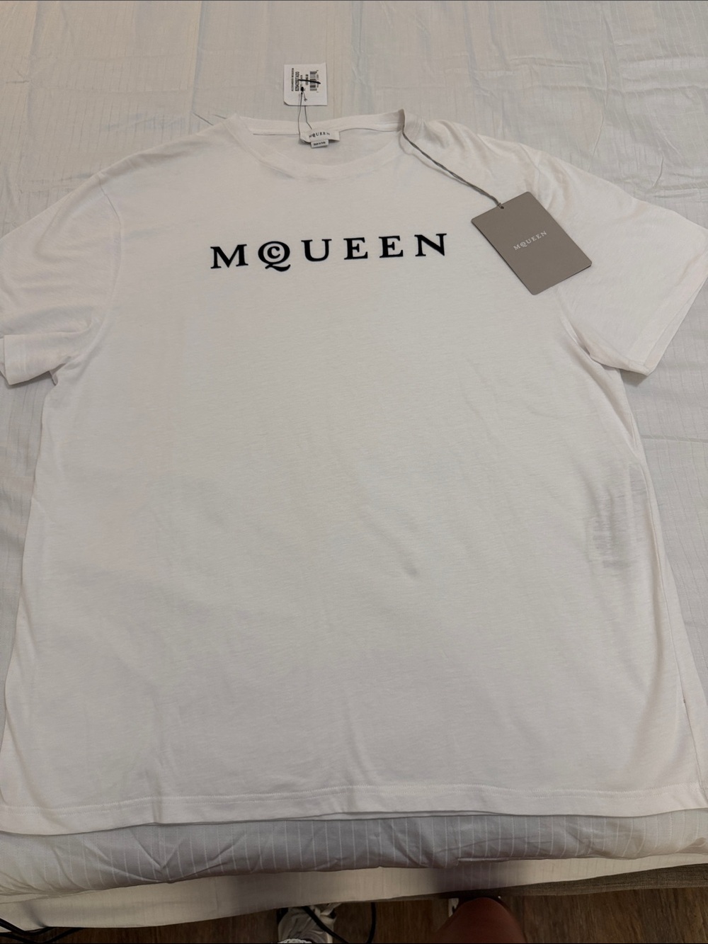 Mqueen Men’s White Logo T‑Shirt